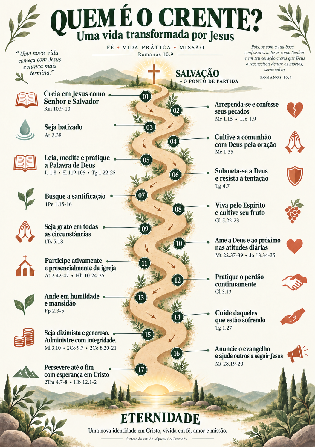 Infográfico completo: Quem é o Crente?. A descrição e os principais temas aparecem no texto desta página.